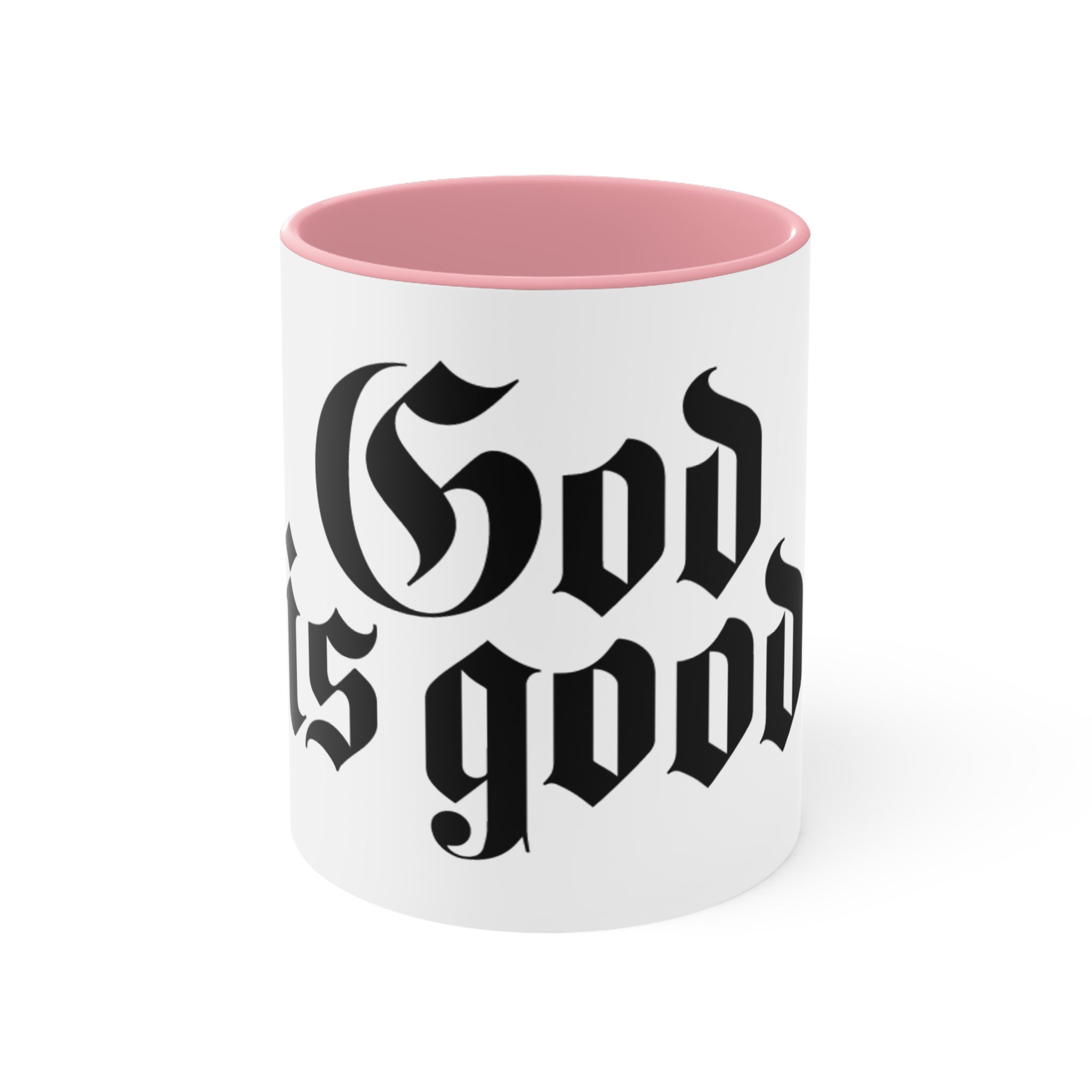 Inspirational Pink Accent Mug - "God is Good" Design - Perfect for Gifts and Daily Motivation