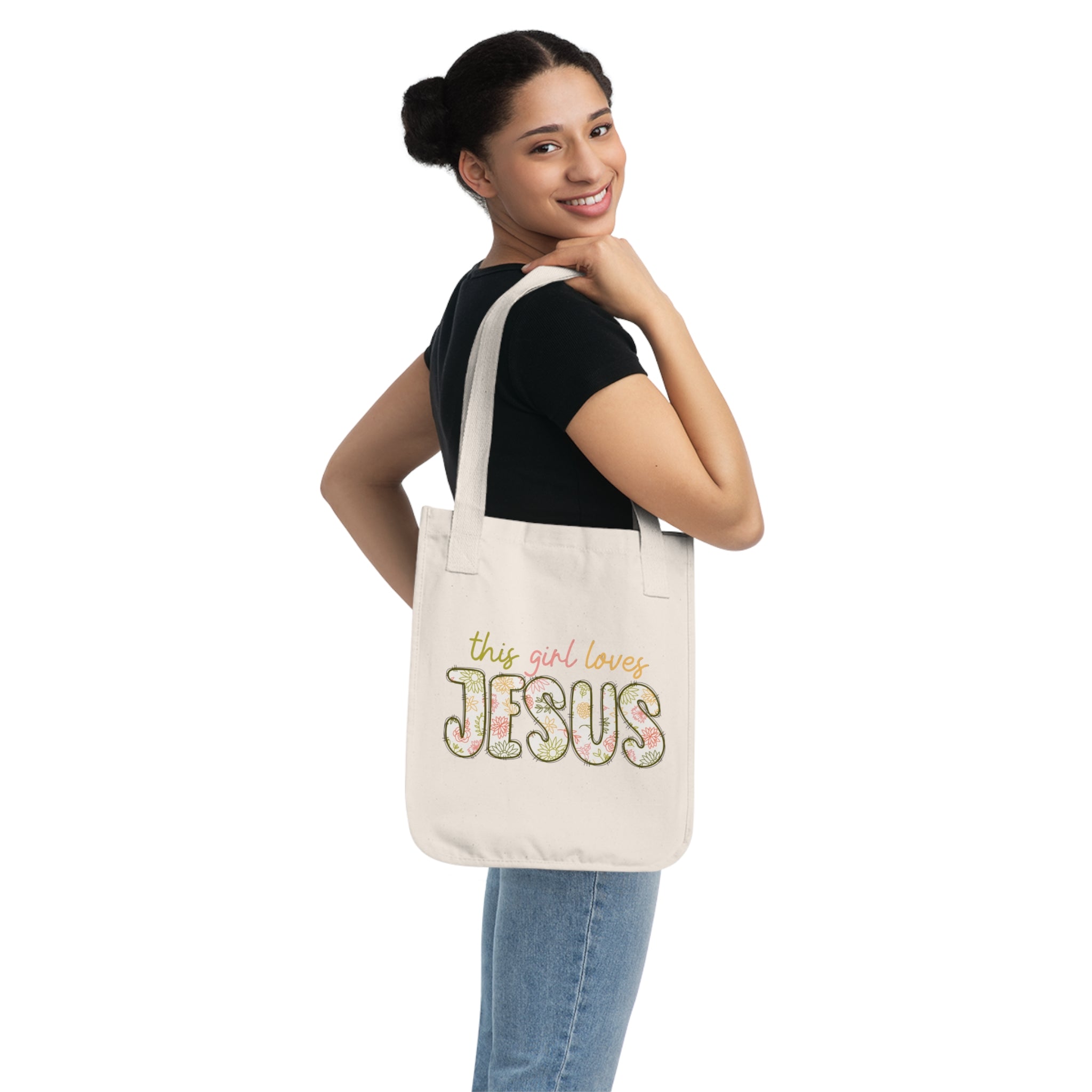 This Girl Loves Jesus - Organic Canvas Tote Bag - Eco-Friendly, Stylish Carryall for Everyday Use