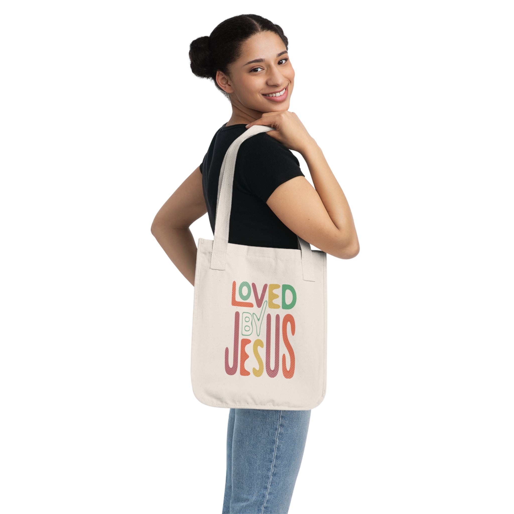 Loved by Jesus - Organic Canvas Tote Bag - Eco-Friendly, Stylish Carryall for Everyday Use