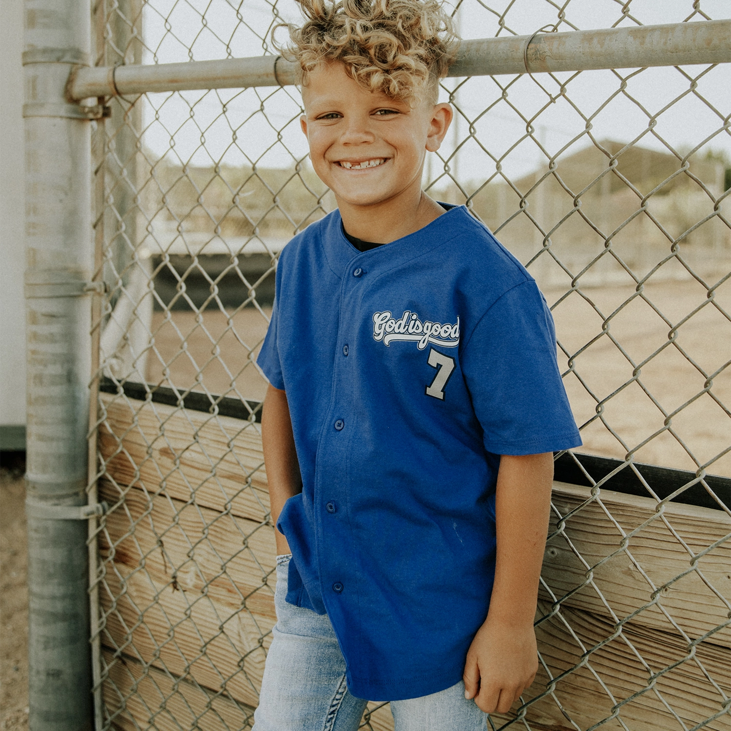 God is good, Blue Baseball Jersey
