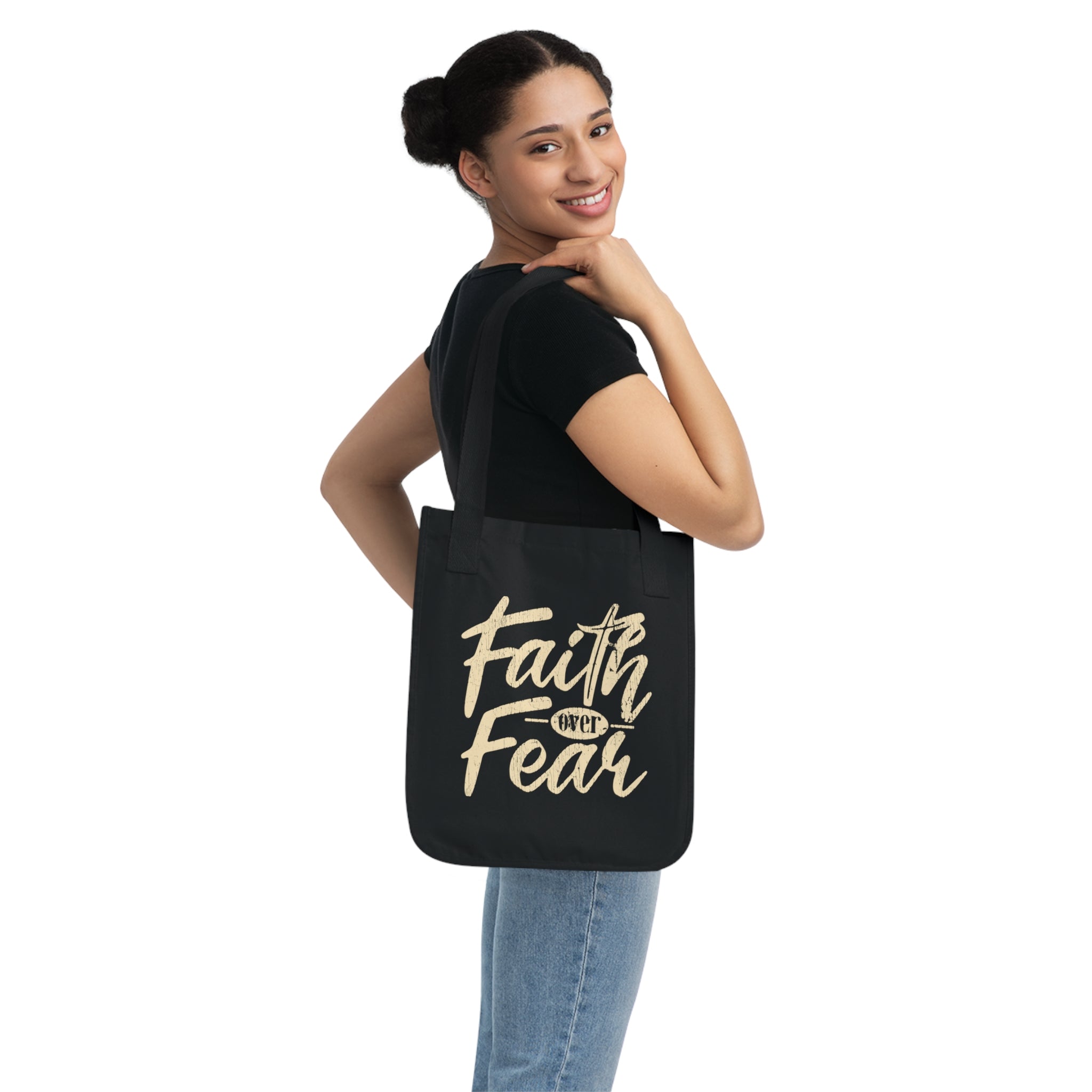 Faith over Fear - Organic Canvas Tote Bag - Eco-Friendly, Stylish Carryall for Everyday Use